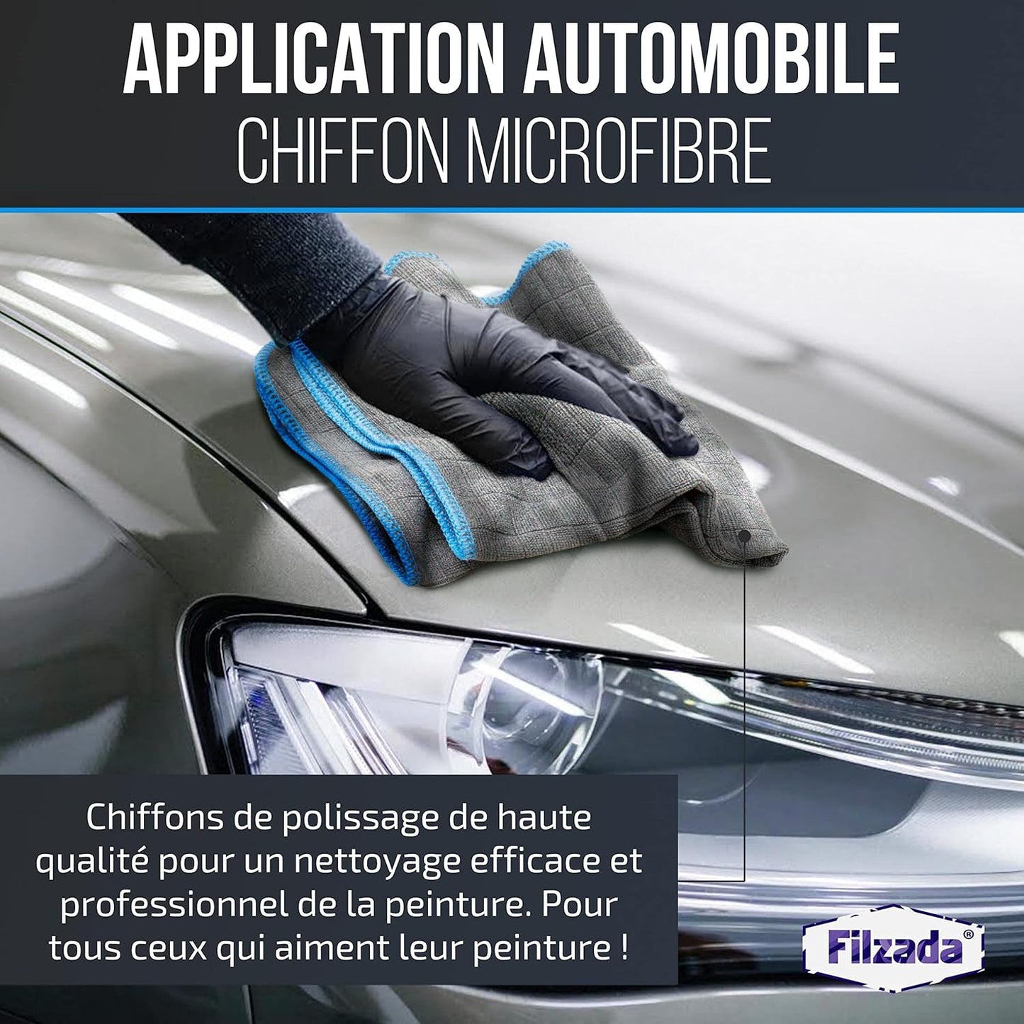 6X Chiffon Microfibre Voiture - Chiffon En Nettoyage Ultra Absorbant 380 GSM Pour Voiture, Maison Et Fenêtre - 40X40Cm