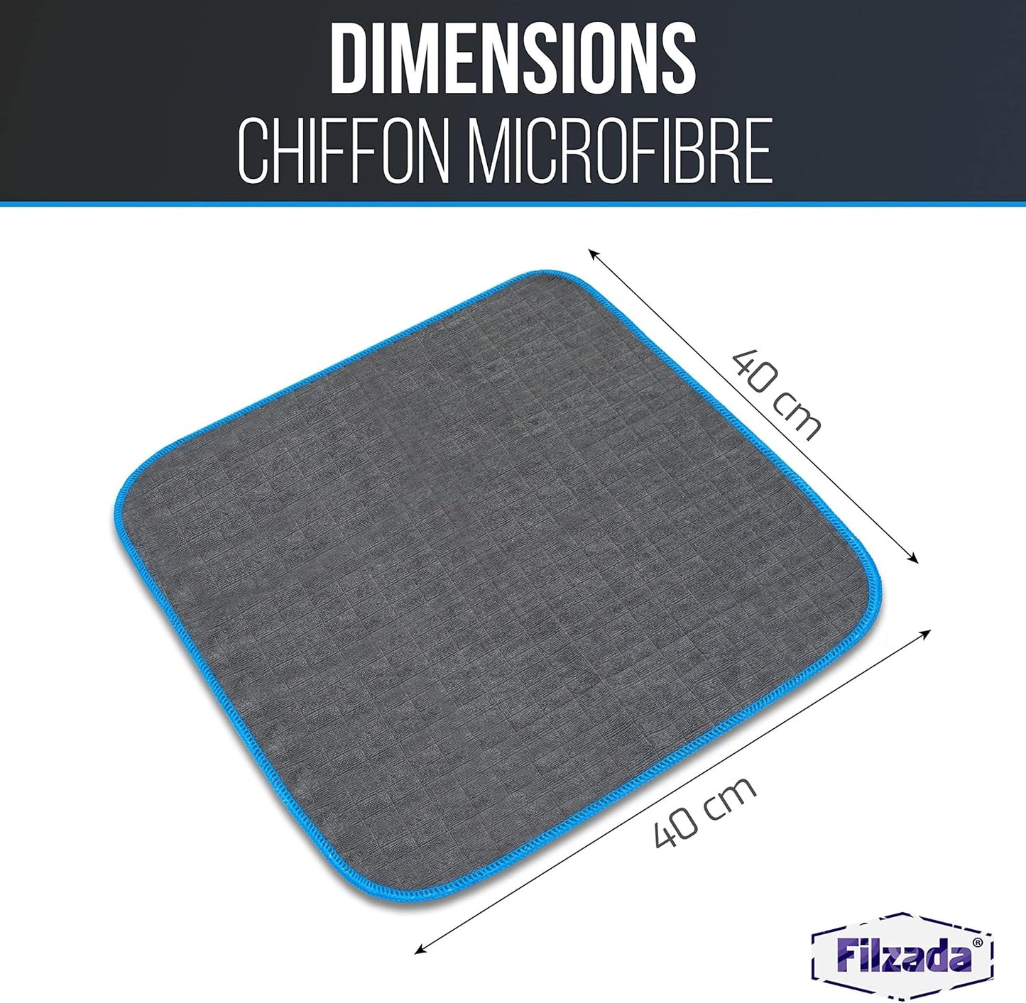 6X Chiffon Microfibre Voiture - Chiffon En Nettoyage Ultra Absorbant 380 GSM Pour Voiture, Maison Et Fenêtre - 40X40Cm