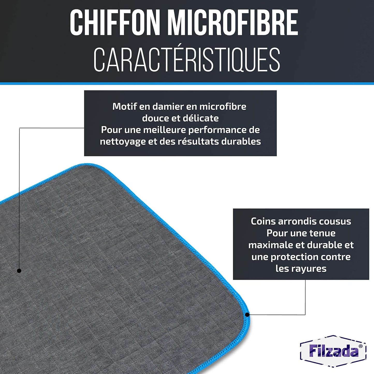 6X Chiffon Microfibre Voiture - Chiffon En Nettoyage Ultra Absorbant 380 GSM Pour Voiture, Maison Et Fenêtre - 40X40Cm