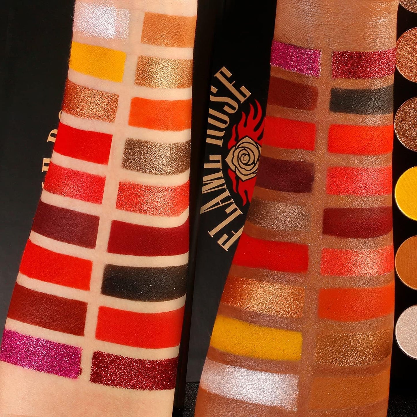 Palette De Fard À Paupières Rouge Hautement Pigmentée, Longue Durée Red Eye Shadow Palette Maquillage Halloween 18 Couleur,Brun Noir Jaune Coucher De Soleil Chaud Automne Nuances Pour Les Yeux