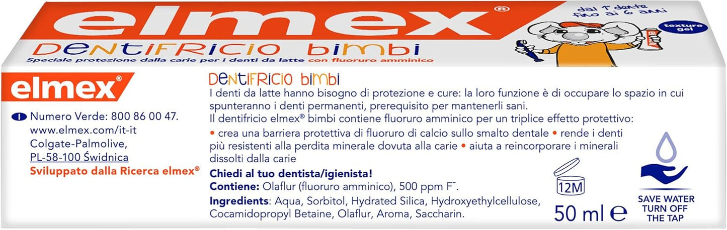 Baby Toothpaste 0-6 Years, Avec Une Concentration Réduite De Fluorure D'Amines Pour Protéger Les Dents Des Enfants, Anticarie, 0% Colorants, 50 Ml